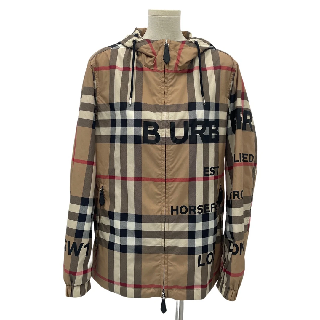 Burberry/巴宝莉 格纹字母logo印花拉链连帽夹克 xs码/1975