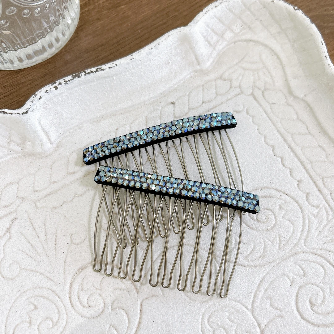 碎钻一字刘海插梳子6公分8A