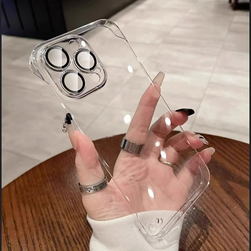 适用苹果16PROMAX无边框手机壳苹果14PLUS高透IP15透明12保护套13