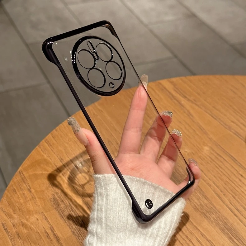 适用华为mate60pro电镀无边框手机壳新款50裸机手感40透明保护壳