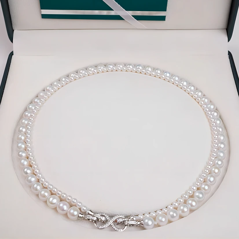 LIOMEXUN 贝珠项链4+8叠戴暖光锁骨链法式复古气质简约