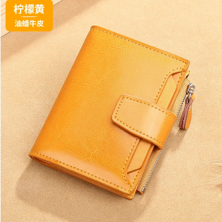 高档女士短款牛皮多卡位零钱包皮夹时尚2025新款网红爆款竖款钱夹