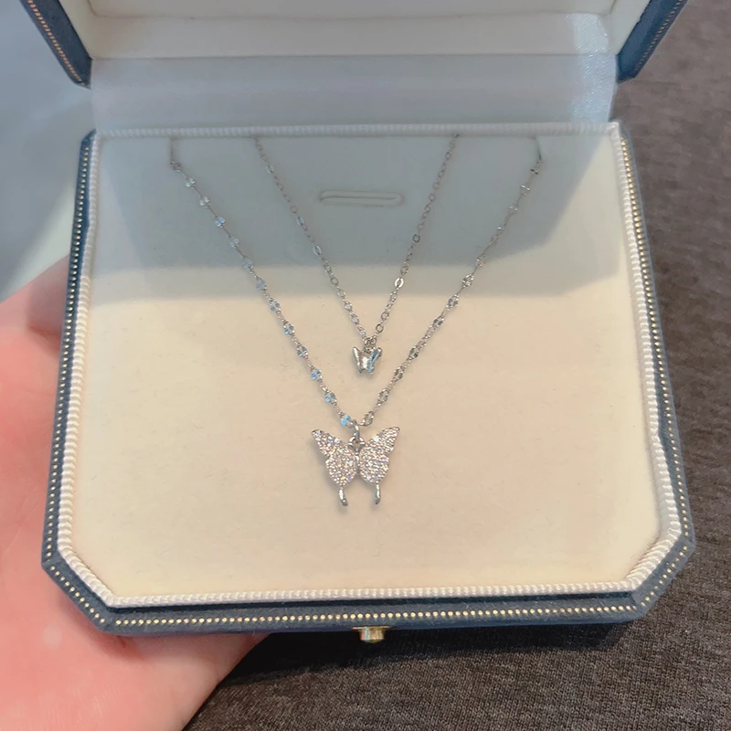 坠链均925银 叠戴蝴蝶轻奢女款锁骨链小众设计仙女颈链送女友生日