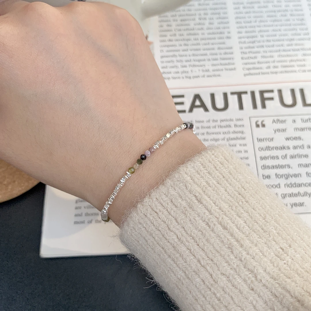 925银手链 碎银几两手链女款轻奢小众精致送女友闺蜜二人好运手饰