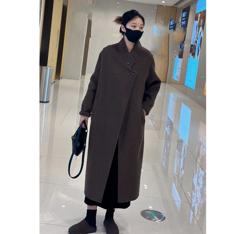 #8109 全羊毛）小众极简风长款双面羊毛大衣