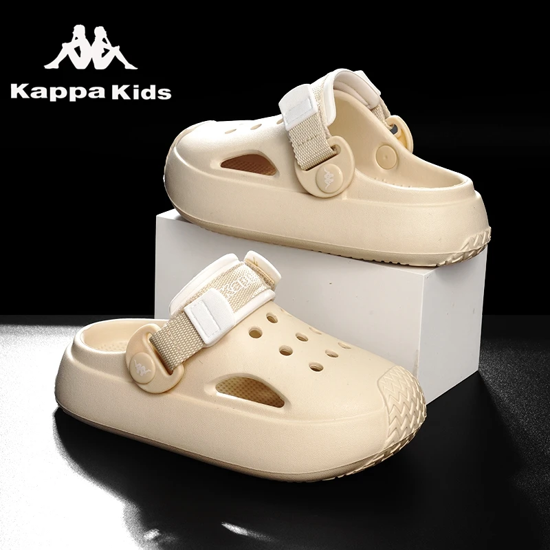 Kappa Kids防臭洞洞鞋夏季女童凉拖鞋男童户外亲子鞋防滑沙滩鞋潮