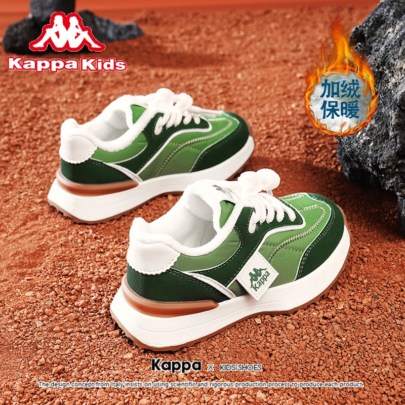 kappa kids卡帕儿童运动鞋冬季款加绒保暖棉鞋防滑男童百搭跑步鞋