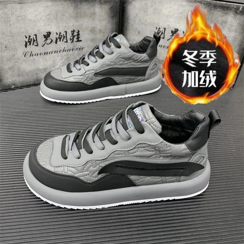 低帮丑萌复古大头鞋男冬季新款加绒男士面包鞋潮流厚底运动休闲鞋