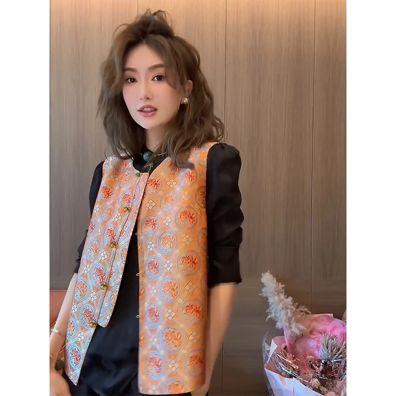 早秋装2024年新款时尚新中式国风套装盐系轻熟马甲衬衫两件套女装