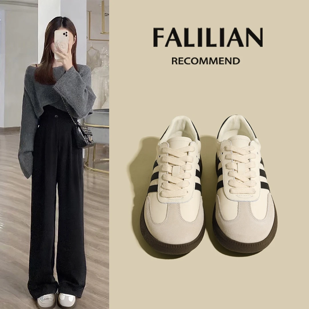 阿甘鞋女鞋2025新款春秋板鞋休闲运动鞋ins透气小白德训圆头鞋子