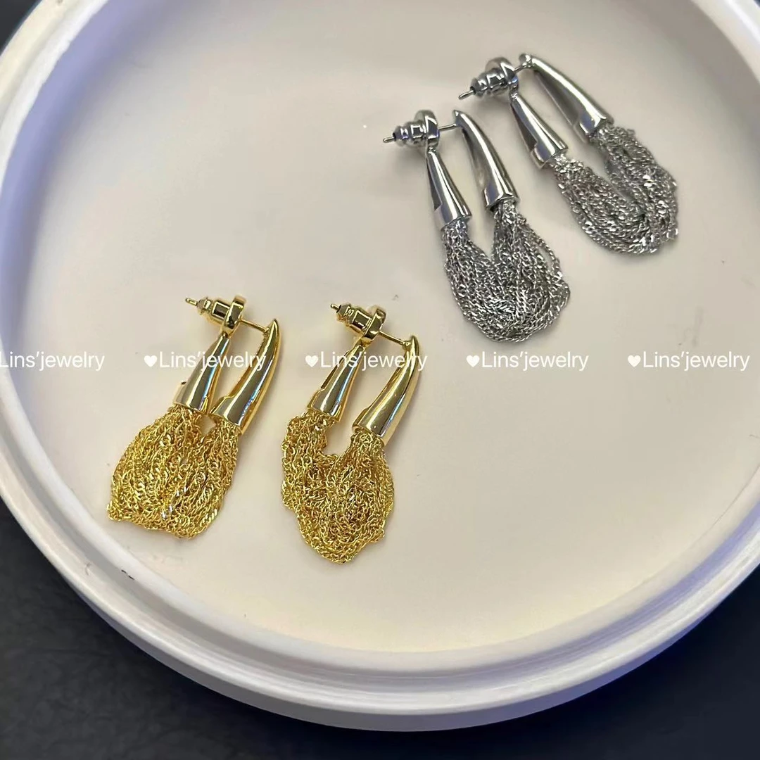 铜合金耳饰 星光熠熠~气质轻奢时尚小众精致个性流苏耳钉