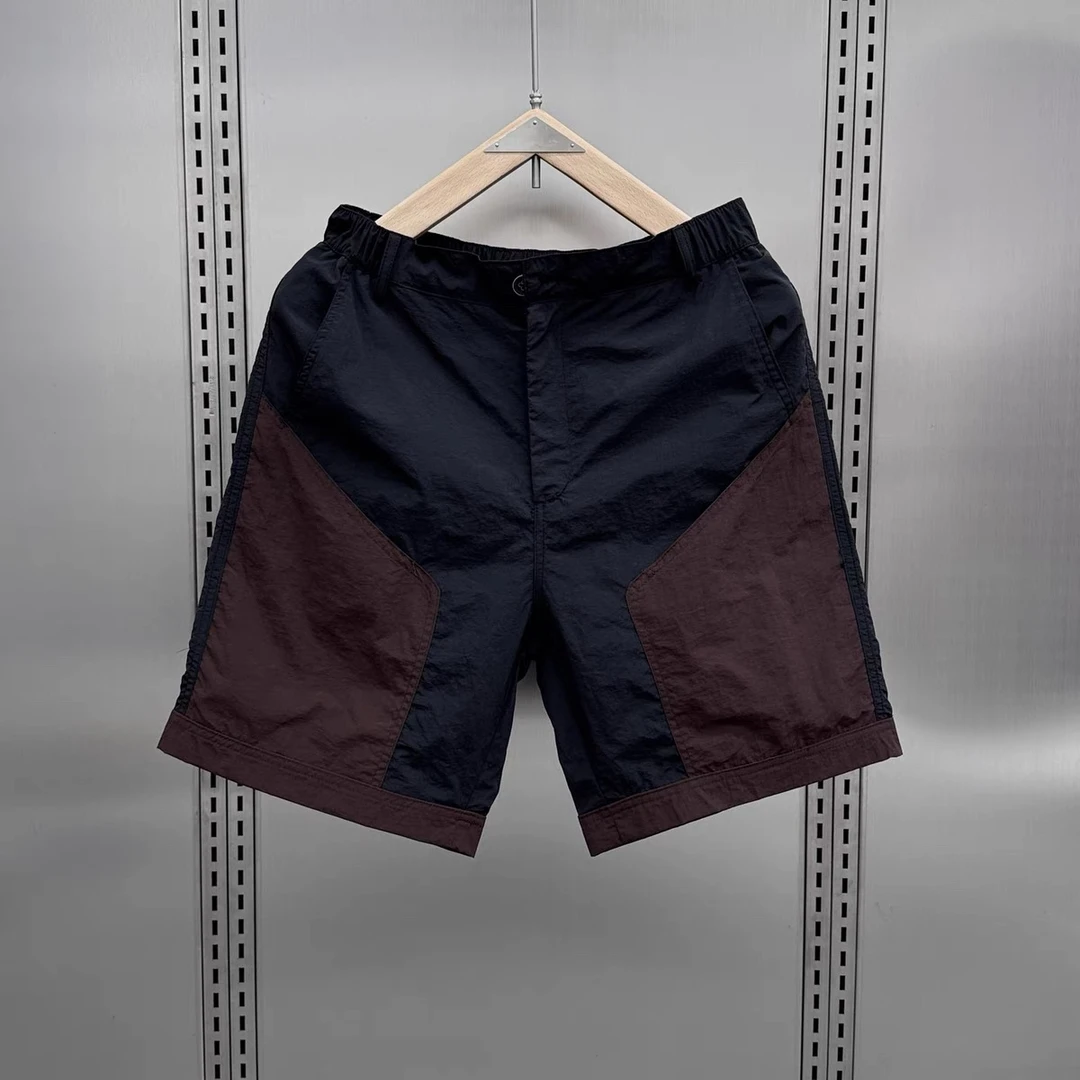 拼接撞色速干运动短裤男夏季薄款韩版潮流宽松中腰四分外穿沙滩裤