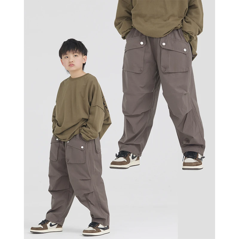MT原创童装日系男童工装休闲裤多口袋重工春秋款儿童百搭痞帅长裤