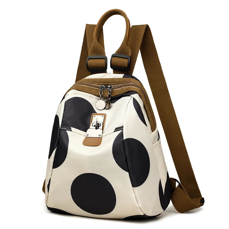 新款防水牛津布时尚印花女士双肩包上班通勤出差旅行双肩背包布包