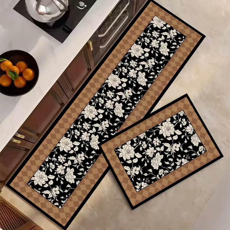 新中式家用硅藻泥厨房地垫繁华吸水垫门口耐脏脚垫