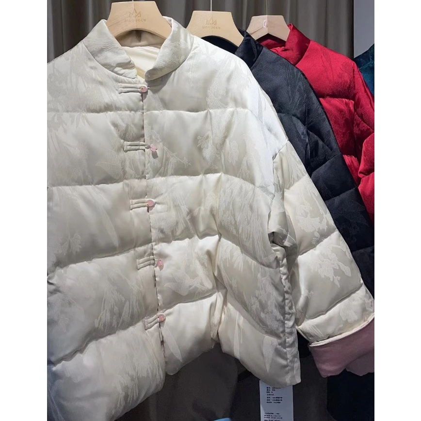 品牌新款立领提花纯色百搭羽绒服34209