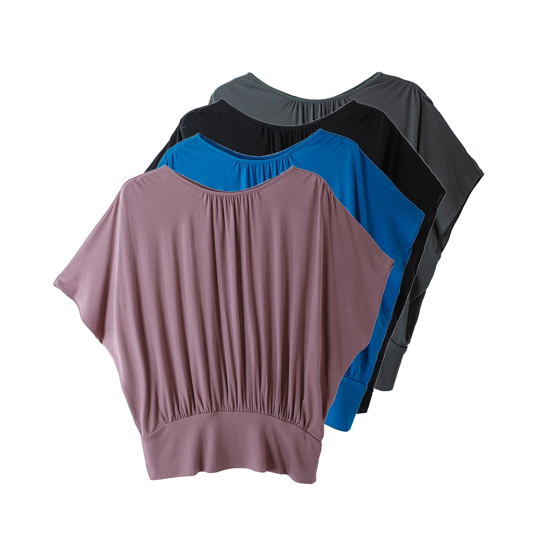 品牌新款桑蚕丝加捻蝙蝠袖上衣42058