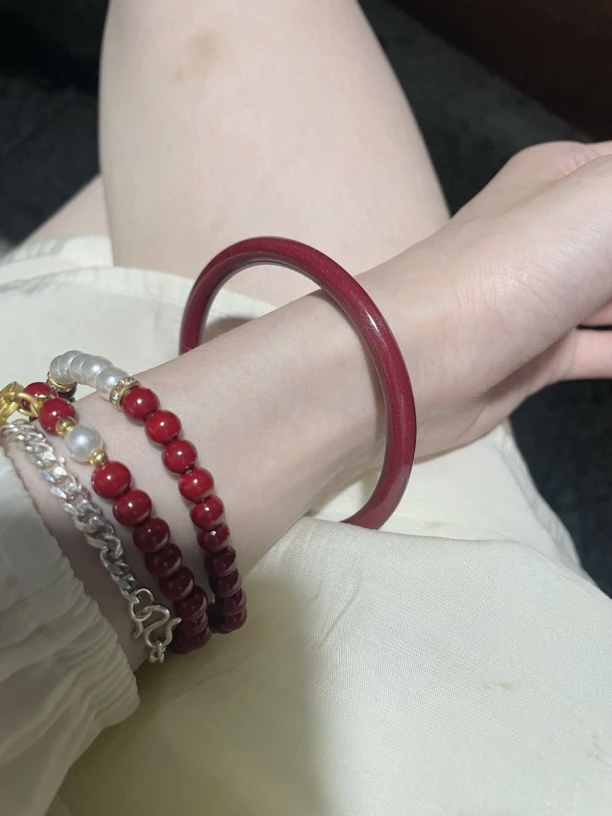 含辰砂工艺品朱砂手镯（圈口联系客服）