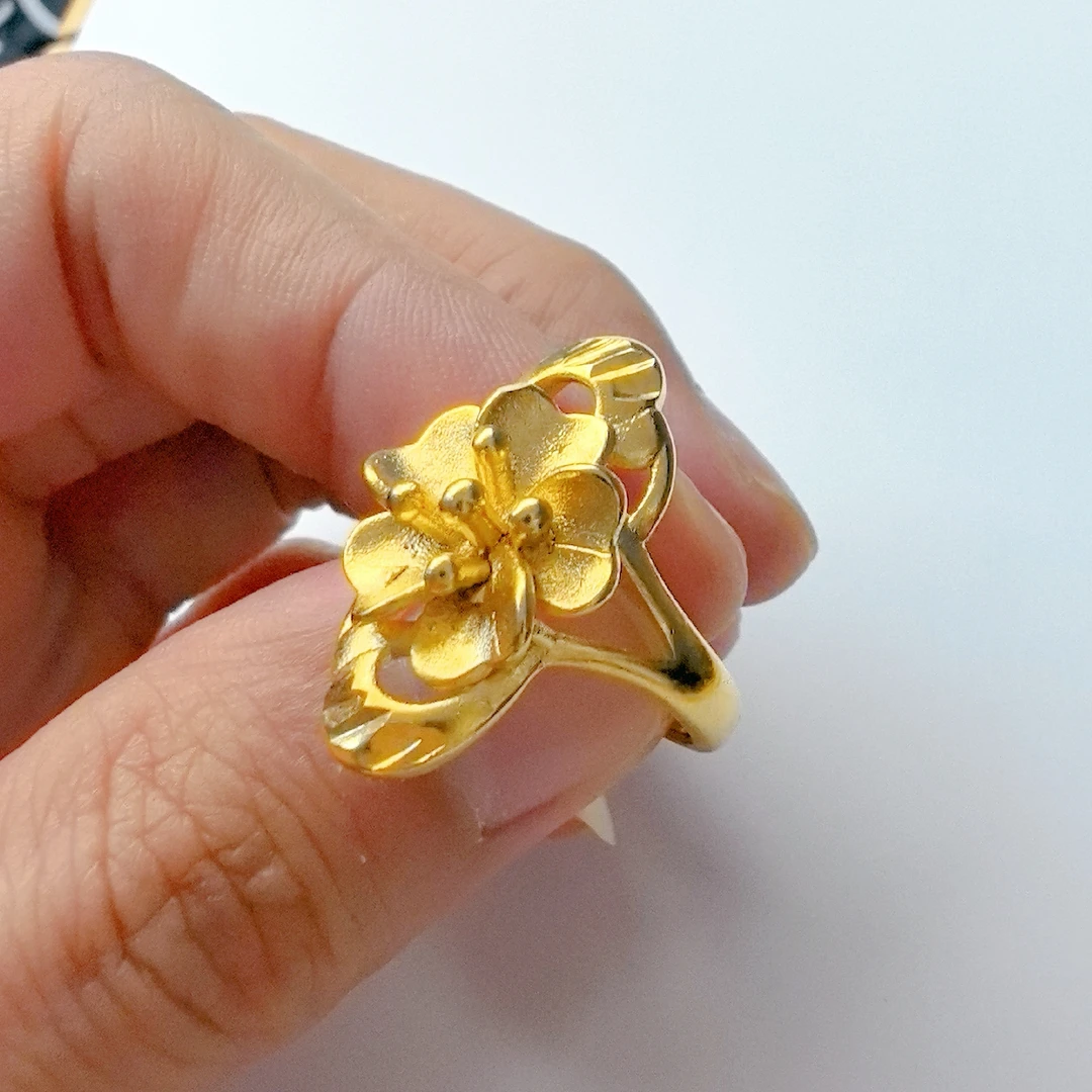 铜合金戒指 精工花开富贵活口戒指