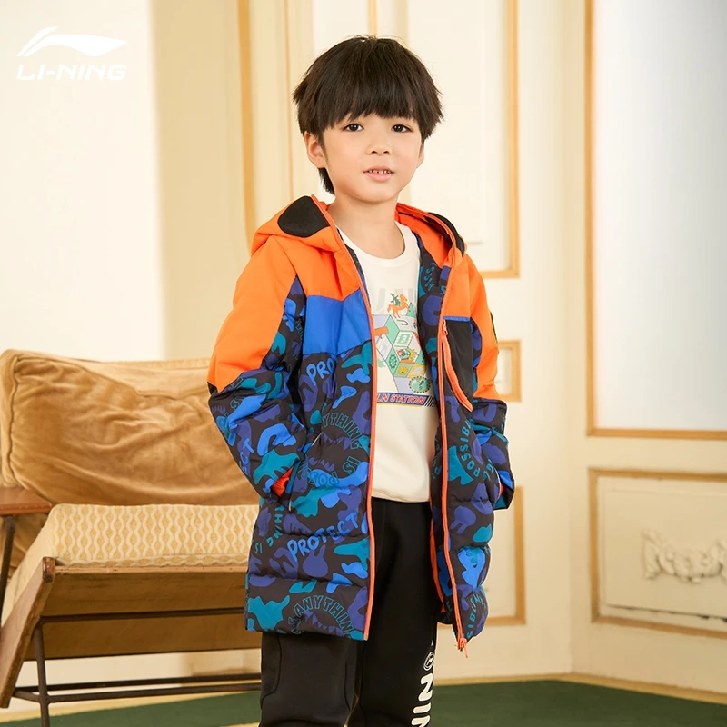 李宁童装羽绒服冬新款男小童眼镜羽绒服户外保暖外套 YYMR039-Z