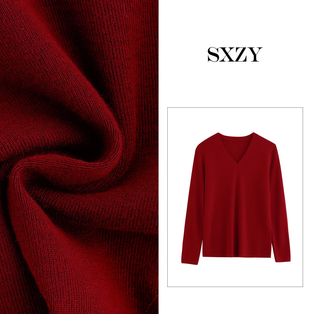 ‘SXZY’【弗洛伦】简约气质小v领开衫羊毛内搭打底衫23721