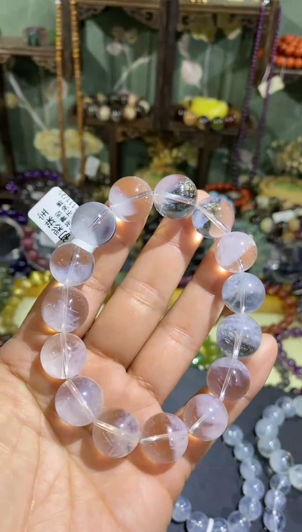 【闪购商品】水晶手串未镶嵌蓝针聚宝盆14+