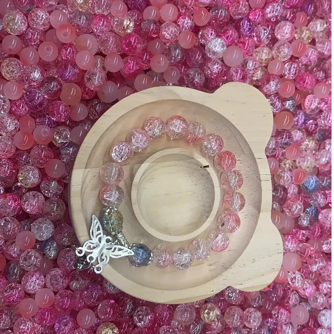 【胭脂粉色】琉璃珠珠.DIY串珠时尚百搭混装圆珠手腕小星星闪亮....