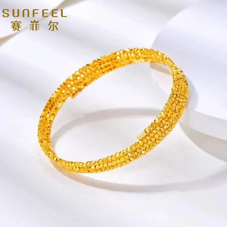 【赛菲尔5G精品】足金999蹦迪珠珠三圈记忆手镯送朋友