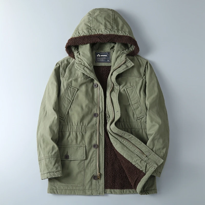 重磅纯棉港风冬季男加厚夹棉加绒宽松连帽羊羔绒棉衣棉袄棉服外套