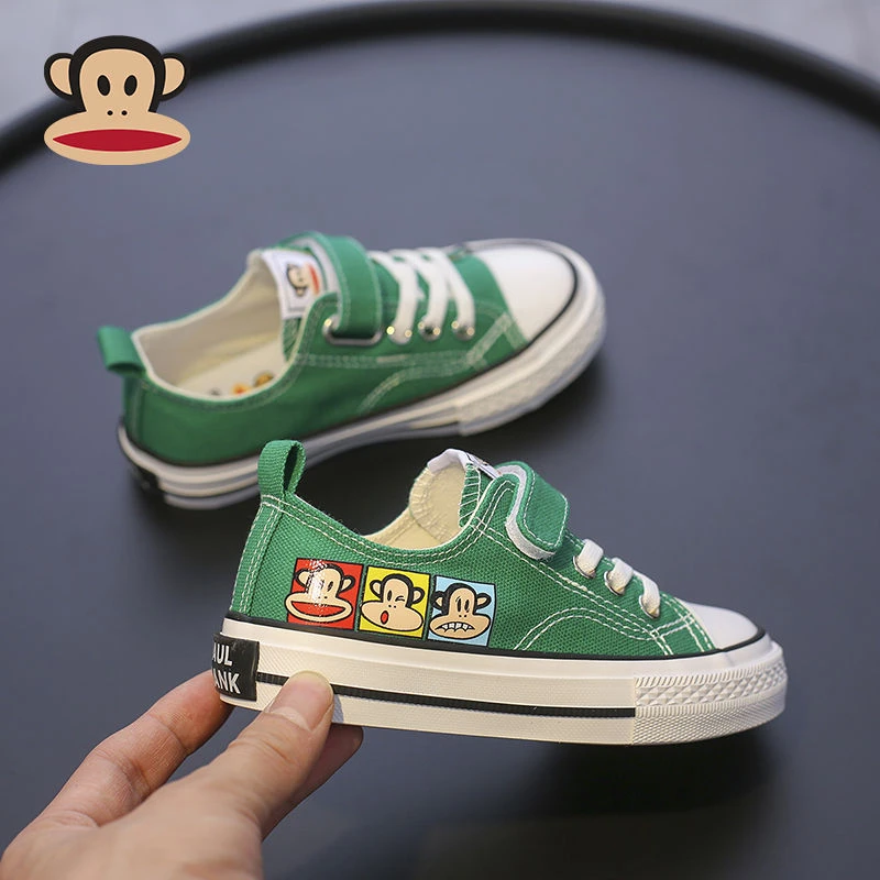 大嘴猴三宫格帆布鞋透气运动休闲潮流百搭低帮男夏季防滑黑色布鞋