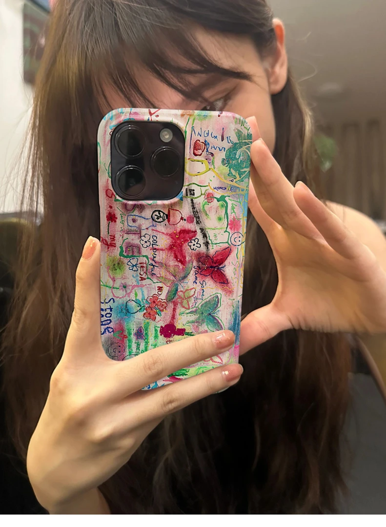 花瓶蝴蝶苹果15promax小众手机壳iPhone14复古菲林13高级感12