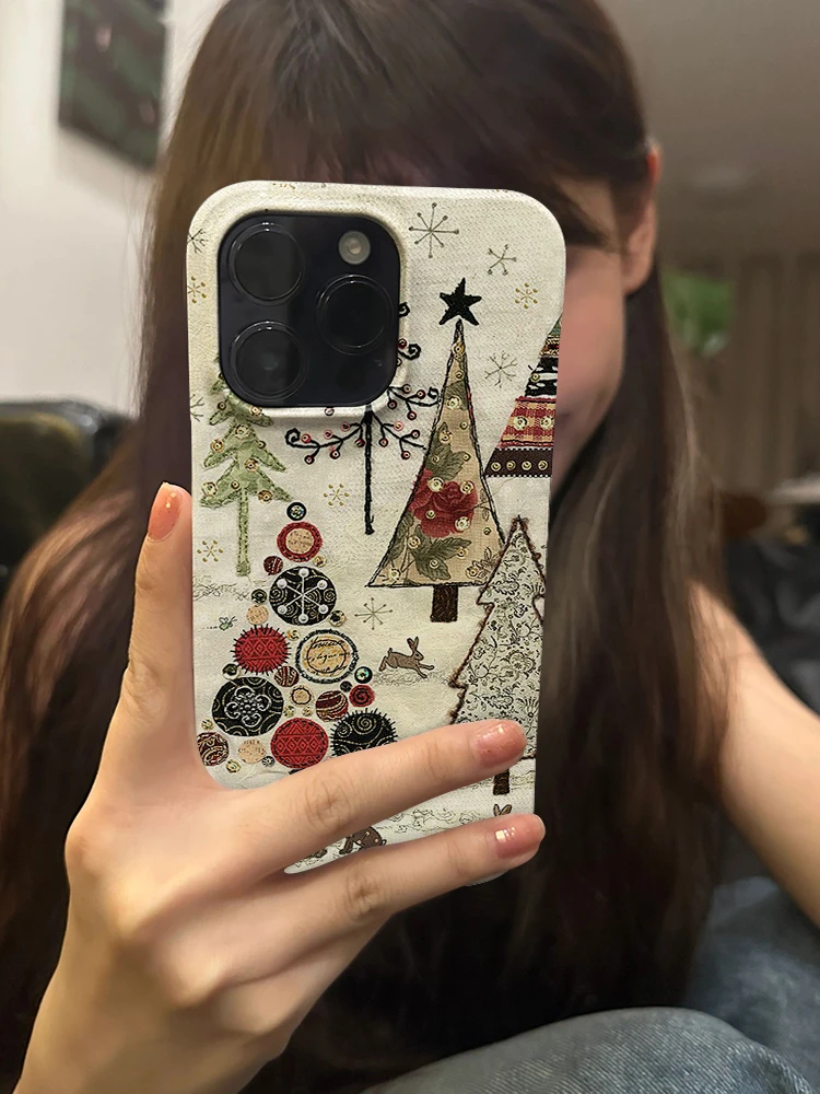 艺术圣诞苹果15promax小众手机壳iPhone14高级菲林13治愈系12安卓