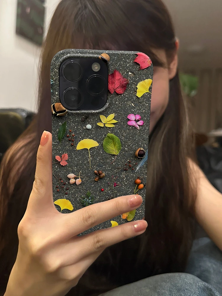新款满地秋天痕迹苹果15promax小众手机壳iPhone14菲林13高级感12