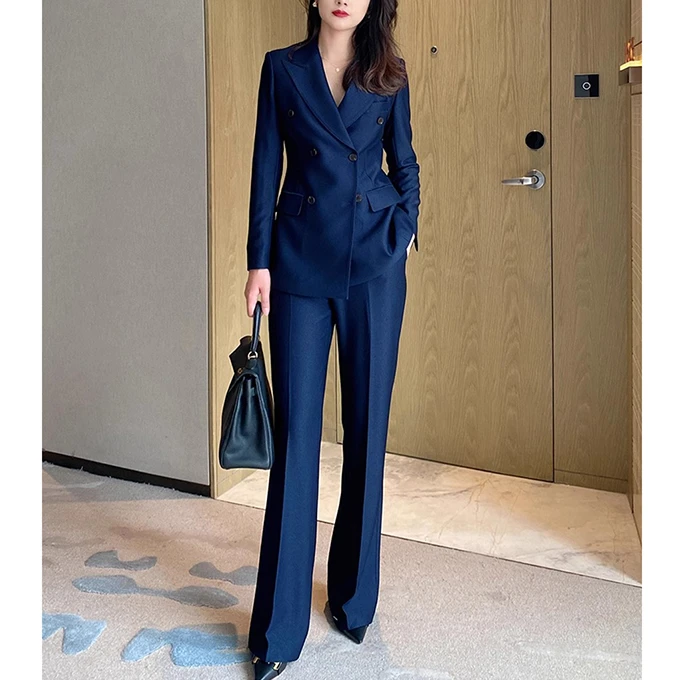 高档上档次秋冬新款气质显高瘦喇叭裤西服女士商务OL通勤西装套装