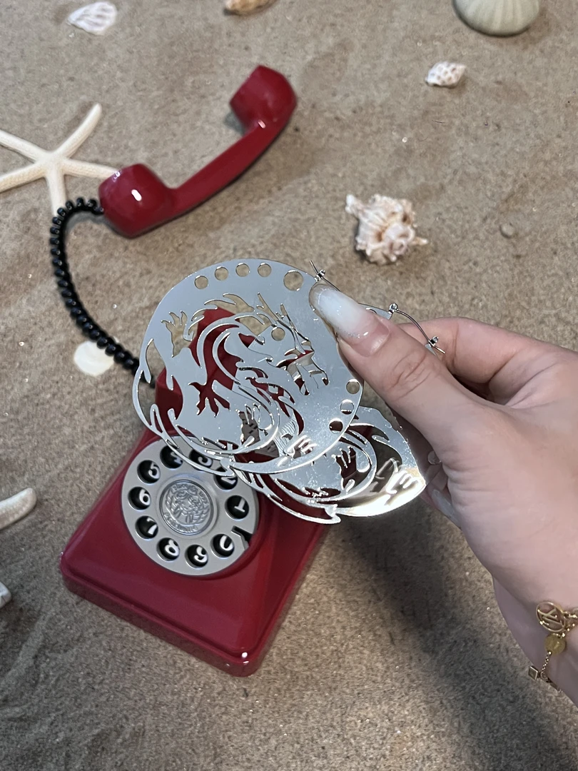 合金锦纶耳饰 原创龙纹金属耳钉