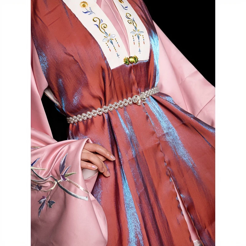 绛尾儿 汉服仿珍珠腰带 原创复古风收腰百搭连衣裙配饰松紧腰链女