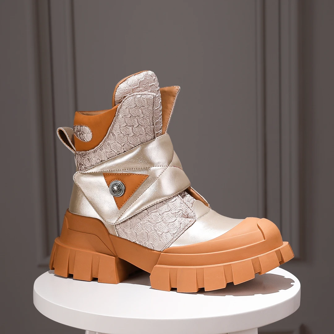 现货RIELOV●浮雕●原创小众设计师款增高7cm潮流百搭女时装靴2615