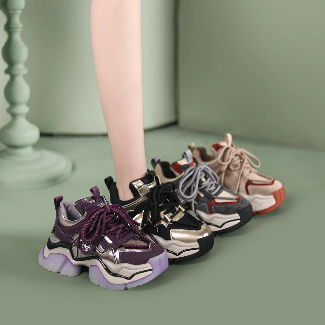 【断码】增高7cm春季老爹鞋时尚厚底潮流拼色女士ins休闲运鞋503-40