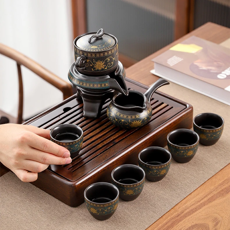 懒人石墨自动茶具套装家用旋转冲泡茶壶中式喝茶神器功夫茶杯全套
