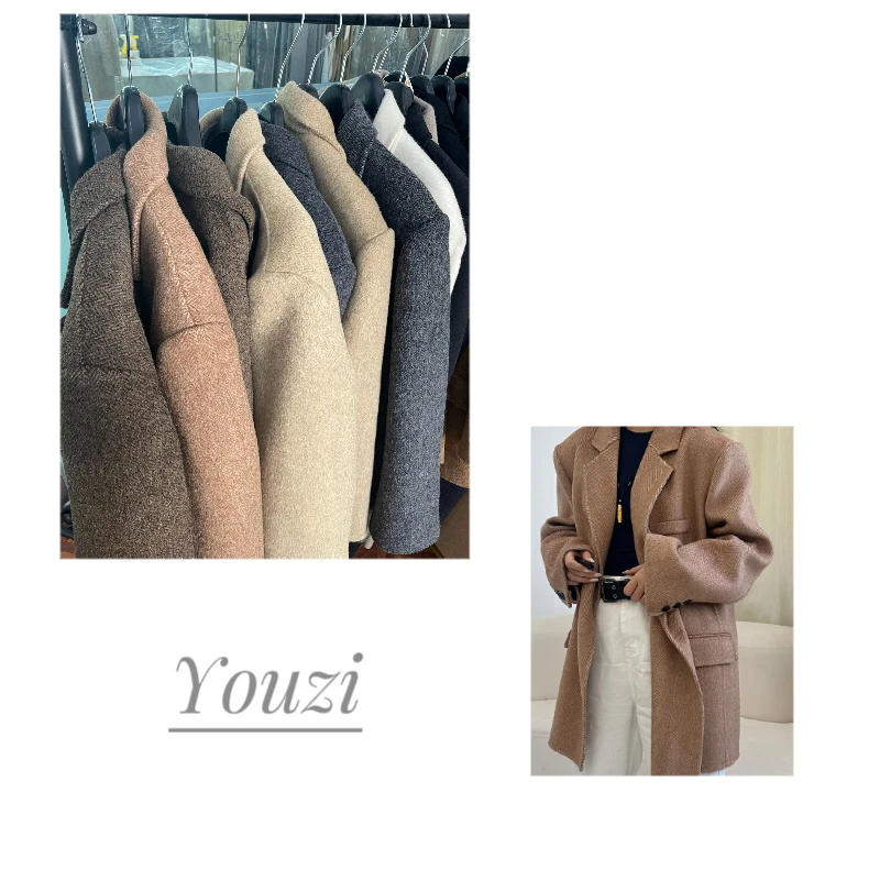 柚子家24新款羊毛外套短款小个子大衣女款气质宽松百搭设计师秋冬