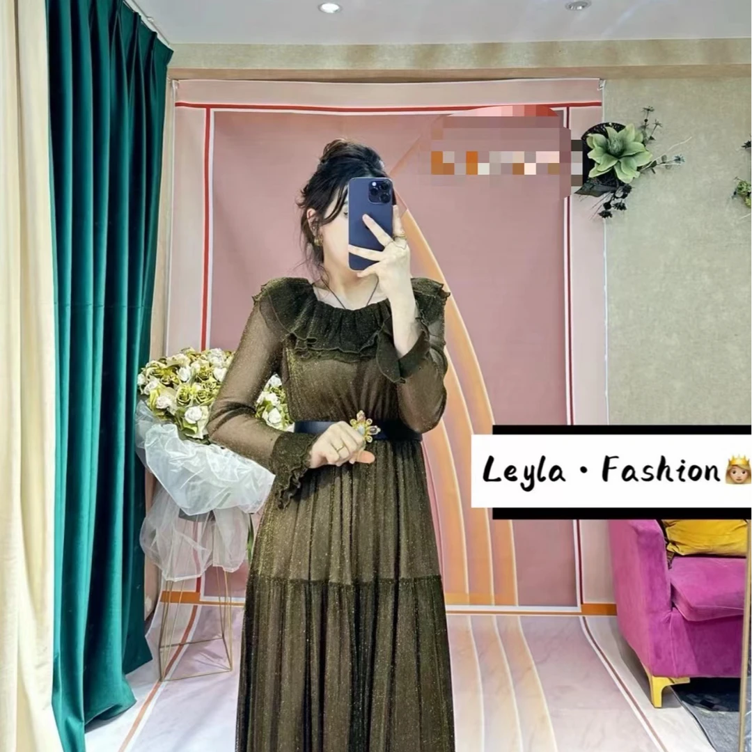 19号Leyla Fashion女装连衣裙蕾丝显瘦气质轻奢时尚收腰秋冬拼接