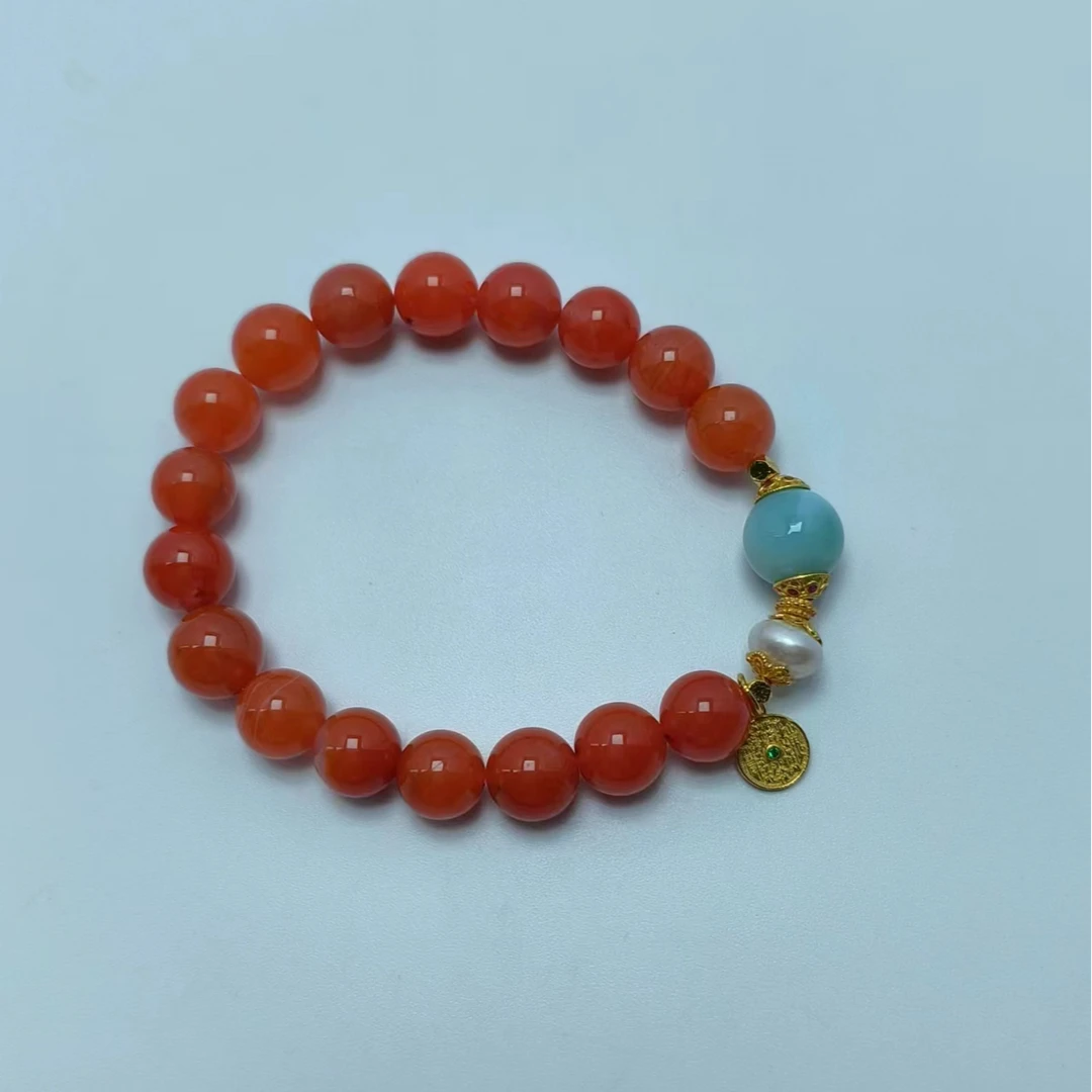 南红海纹石手串 B4902 多样性发货一件发货 百搭时尚素款珠宝手饰