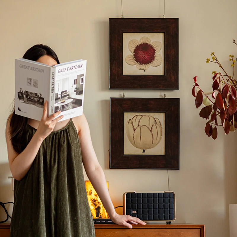 高级感法式现代小众艺术客厅装饰画中古风复古书房卧室花卉挂画