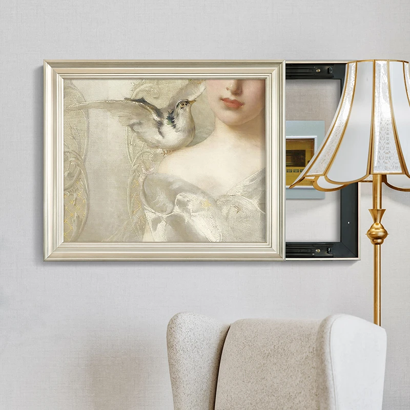 欧式复古电表箱装饰画法式客餐厅可推拉遮挡配电箱壁画电源盒挂画