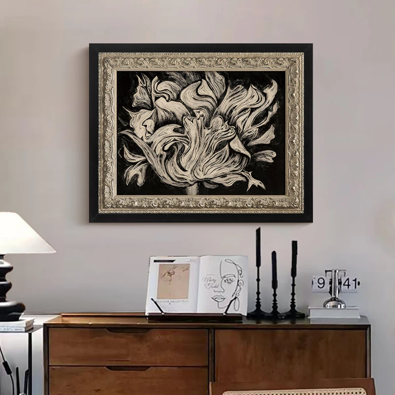 向阳而生》高级感法式中古风客厅装饰画小众复古艺术玄关走廊挂画