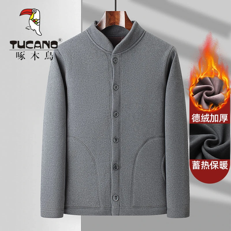 啄木鸟冬季中老年人棉衣男士加绒加厚小棉袄内穿爷爷套装爸爸内衣