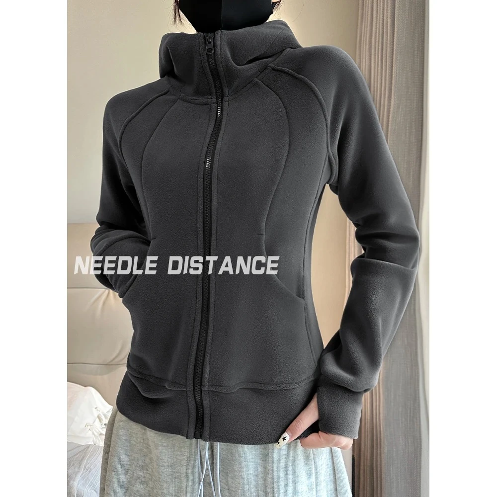 【运费补贴】高品质lulu同款秋冬加绒加厚连帽卫衣女收腰拉链外套女