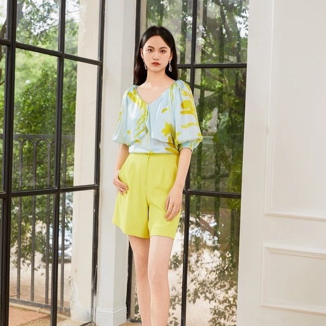 MISS CHENG新款夏季晕染上衣绿色短裤时尚套装HK1155T/2035K