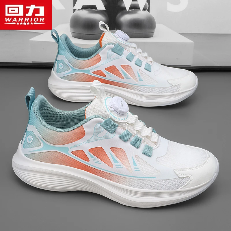 回力男鞋夏季透气2025新款旋纽纽扣运动网面跑步轻便飞织休闲潮鞋