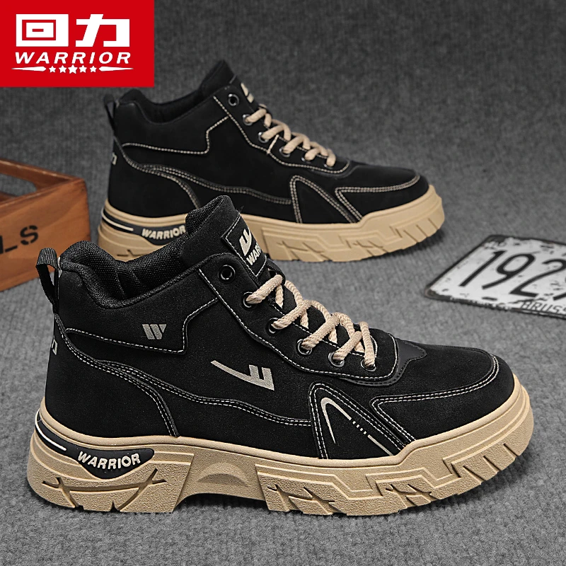 回力男鞋马丁靴冬季2025新款户外登山休闲工装鞋防水防滑厚底劳保